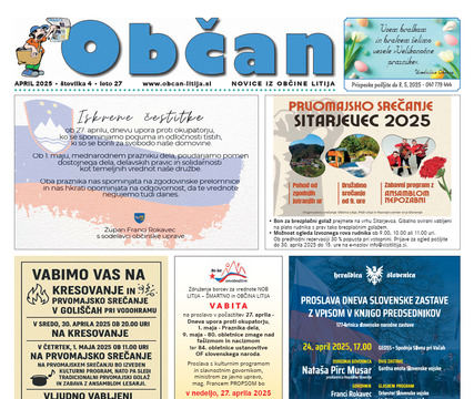 Slika: naslovnica občana april 2025