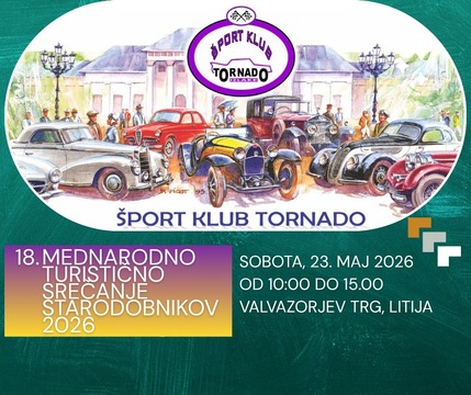 Slika vozil in logotip društva Športni klub Tornado