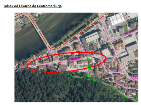 Zmeljevid zapore od lekarne do centromerkurja